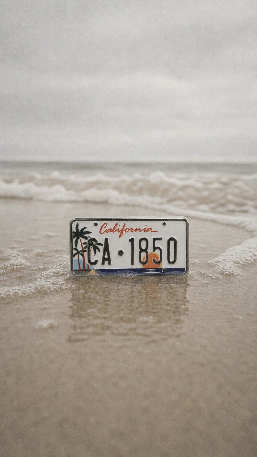 AI product shot of California License Plate Pin