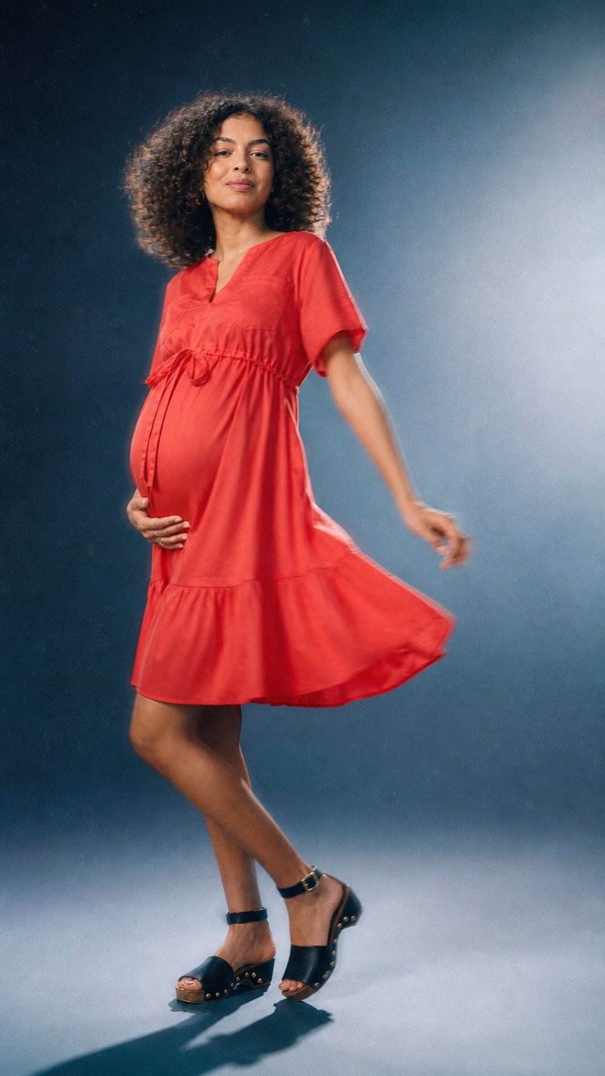 AI product shot of Remy Maternity Short Sleeve Shirt Dress