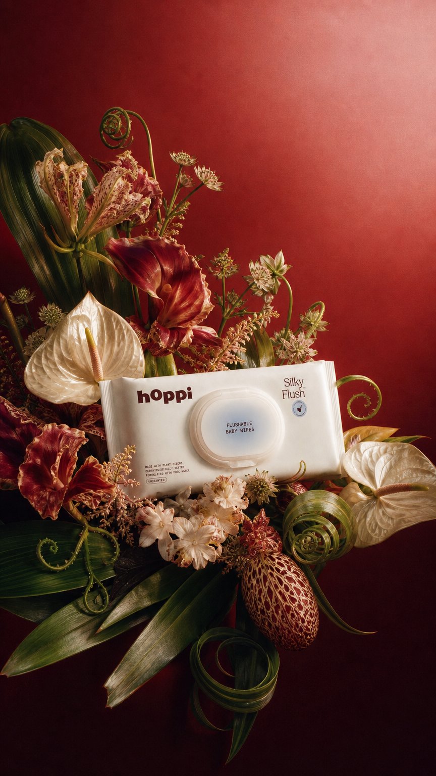 AI product shot of Silky Flush Wipes