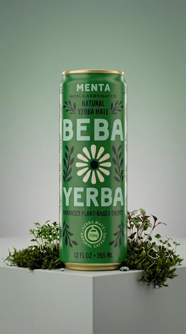 AI product shot of BEBA YERBA - MINT FLAVOR (12 cans)