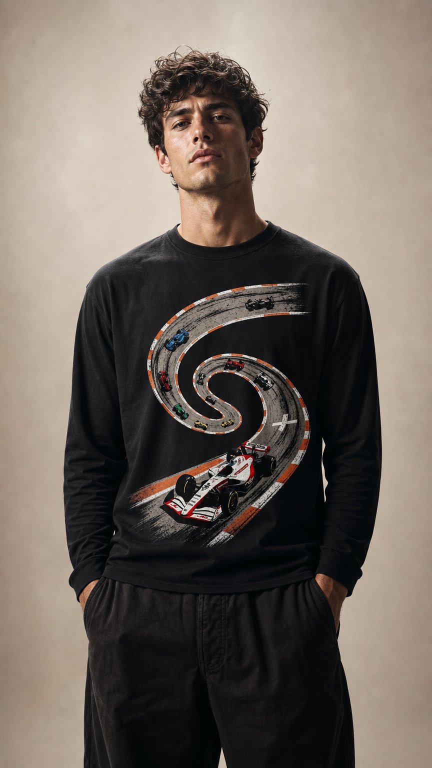 AI product shot of Apex Pursuit Oversized Full Sleeve T-Shirt