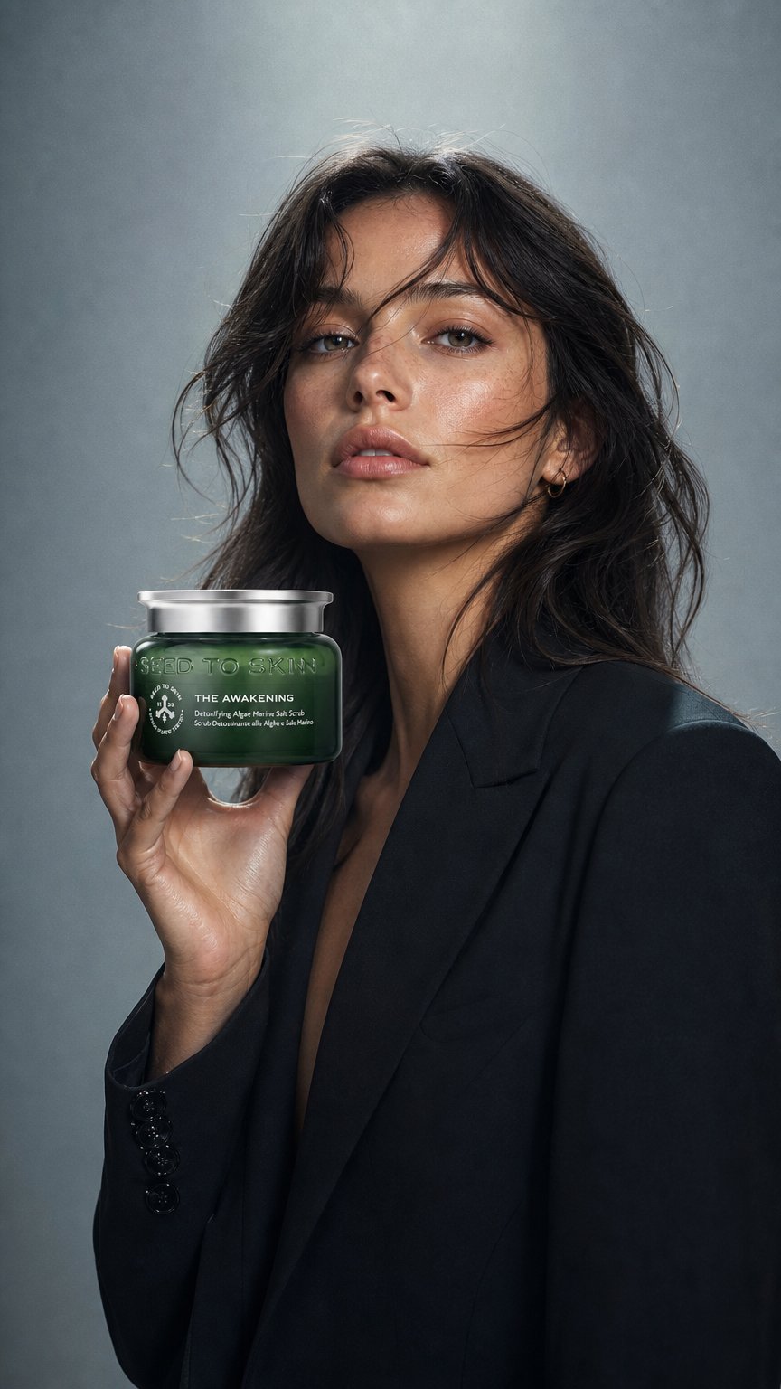 AI product shot of The Awakening - Detoxifying Algae Marine Salt Scrub