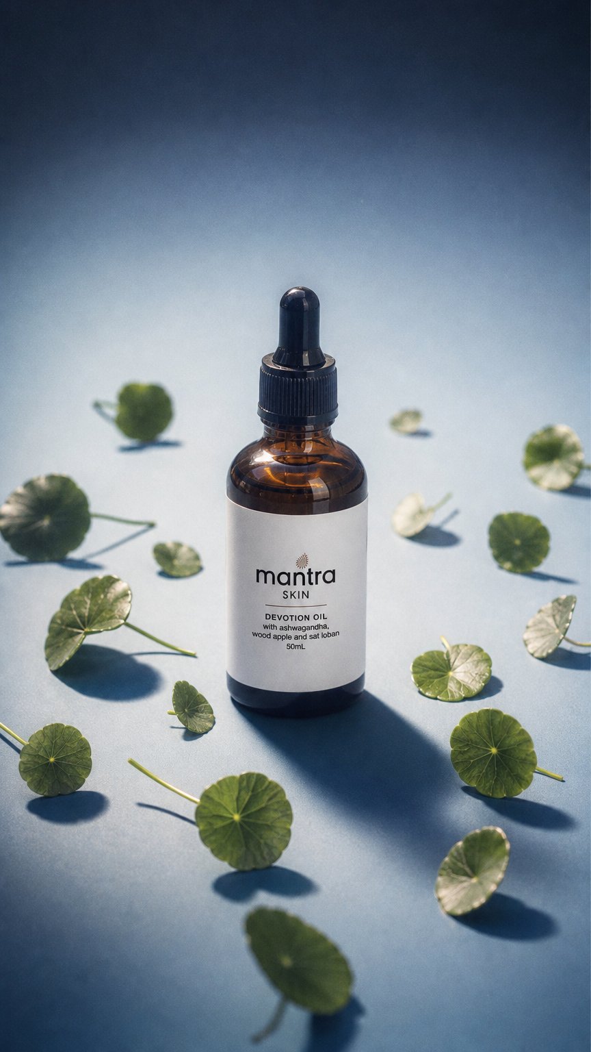 AI product shot of Mantra Skin Devotion Oil for Face and Body
