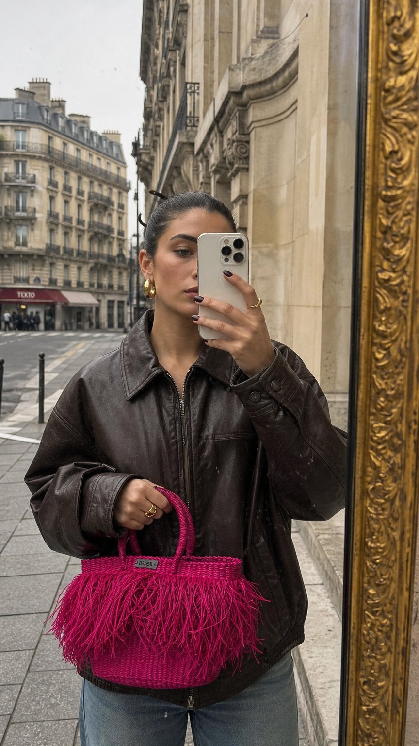 AI product shot of Hot Pink Fringe Bag