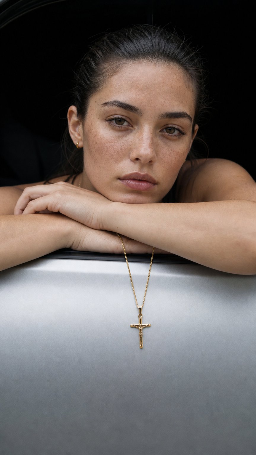 AI product shot of Crucifix Cross Pendant (Goud)