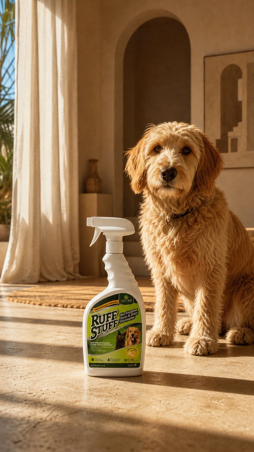 AI product shot of RUFF STUFF Bio-Enzyme Stain & Odor Eliminator