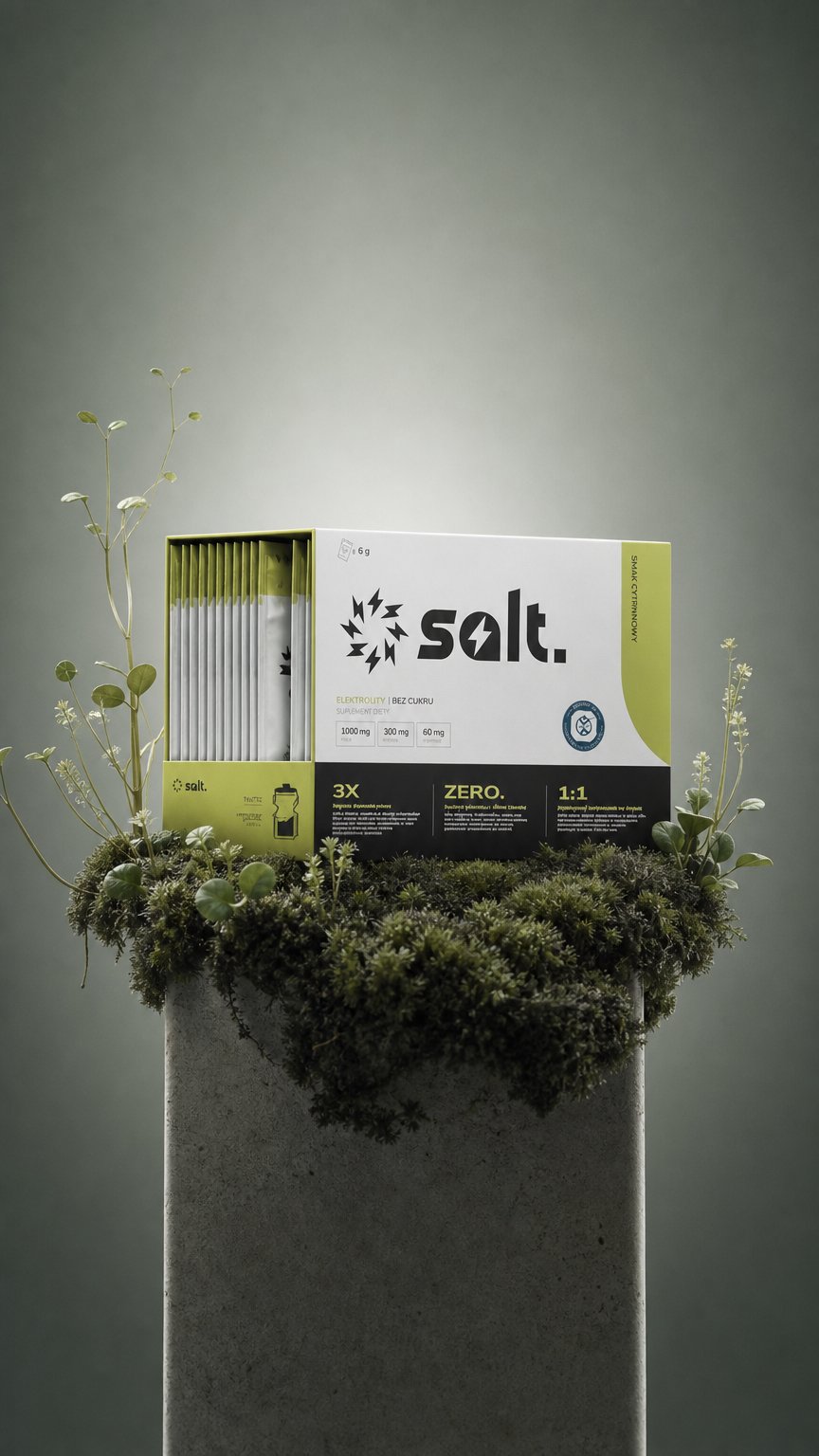 AI product shot of salt. Elektrolity I Bez Cukru