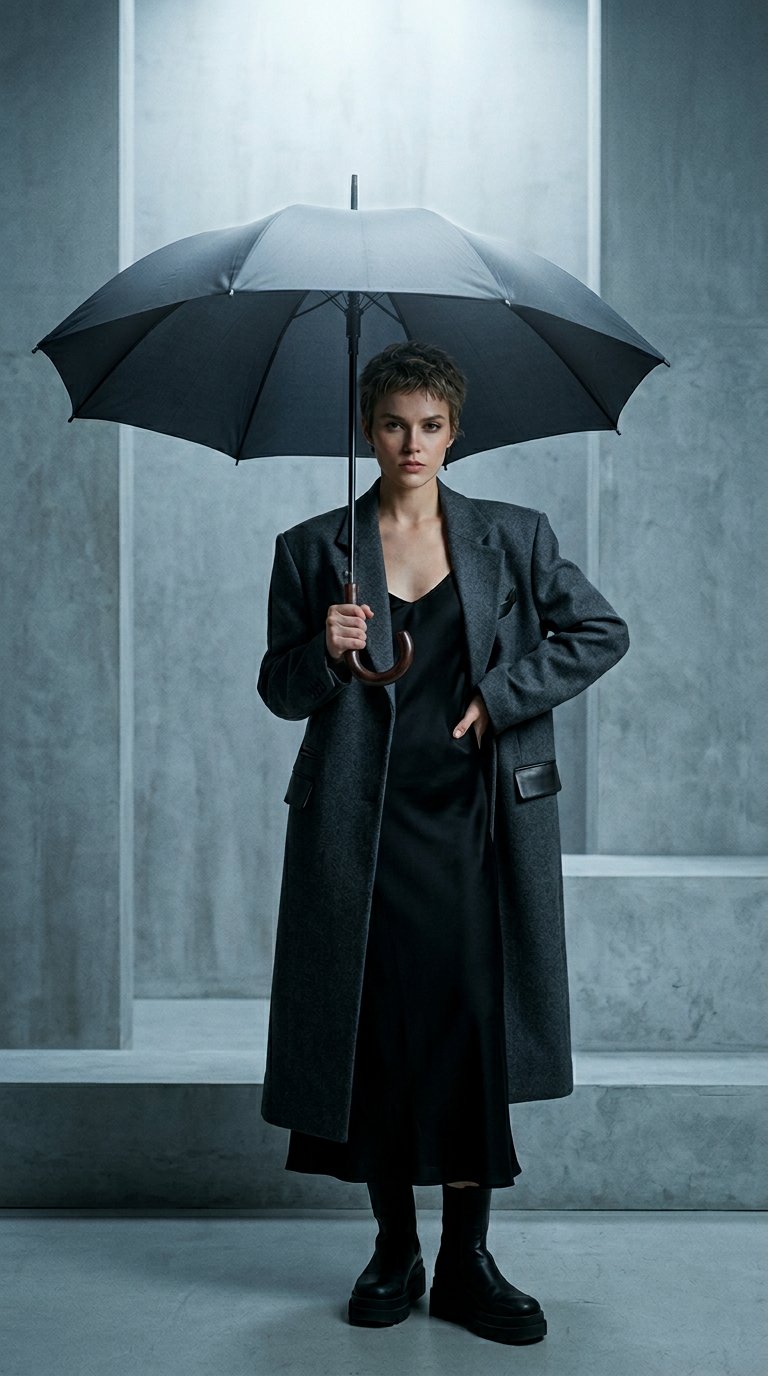 AI product shot of KNALLA Umbrella, black