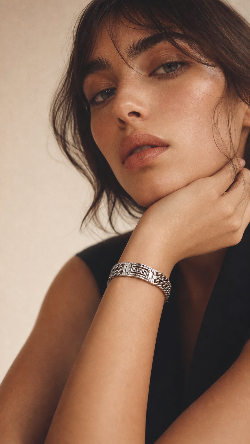 AI product shot of Heavy Double Chain Link Bracelet