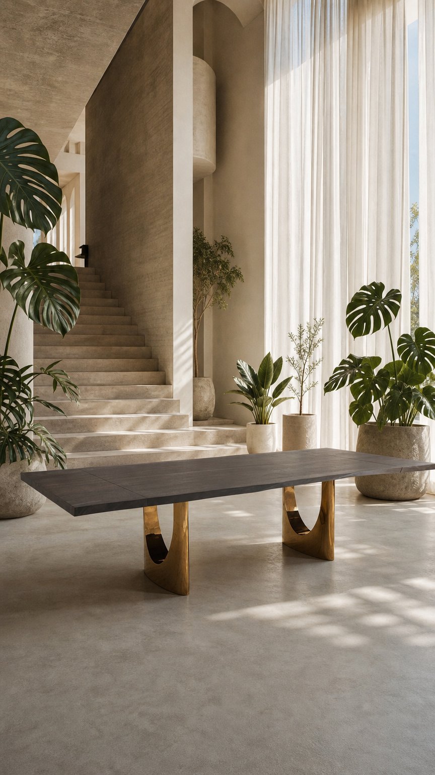 AI product shot of 48" X 80" – 110" Vault Monkey Pod Extendable Rectangular Dining Table - Live Edge