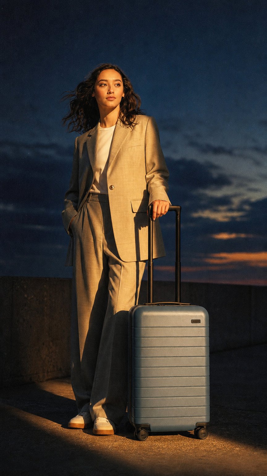 AI product shot of The Bigger Carry-On in Coast Blue