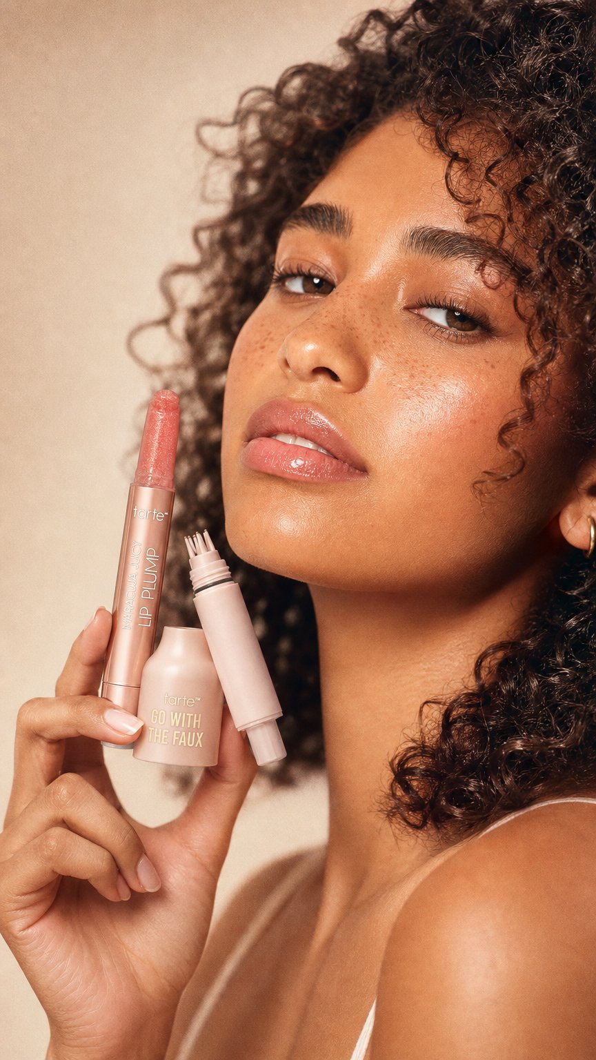 AI product shot of Tarte Freckle Stamp & Juicy Lip Shimmer Set