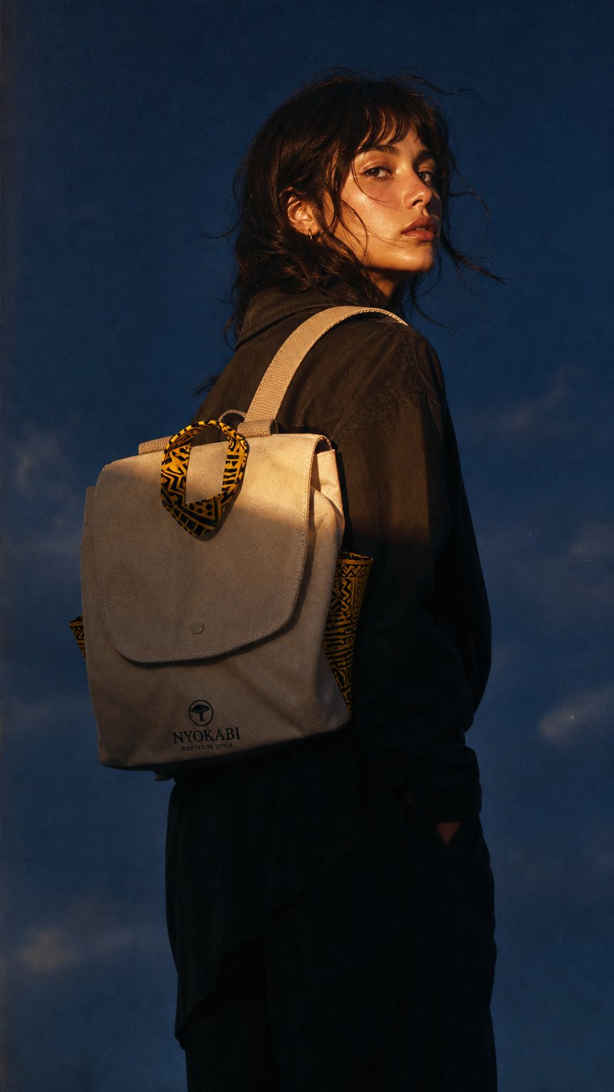 AI product shot of Nyokabi Canvas Backpack