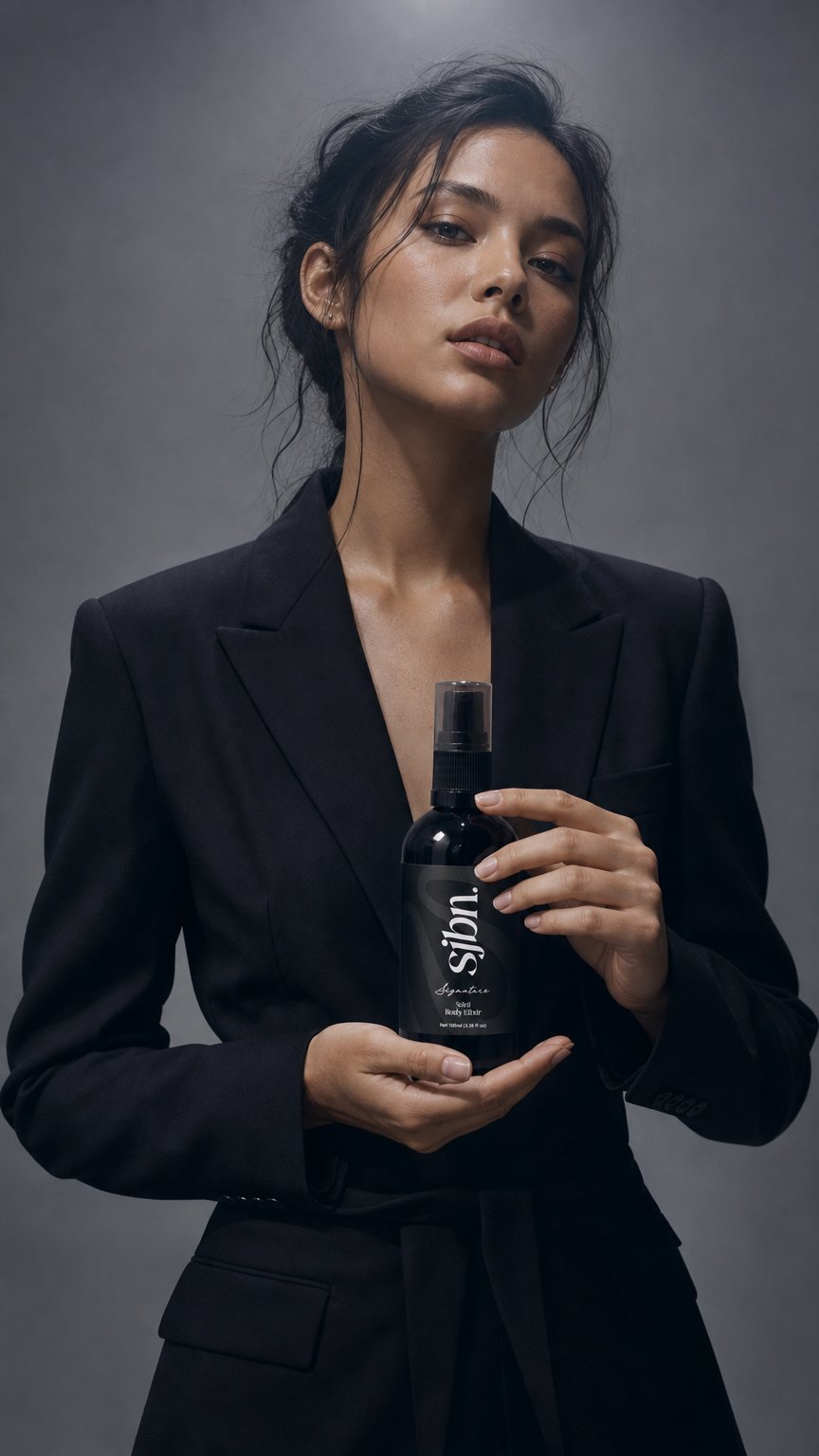 AI product shot of Soleil Body Elixir
