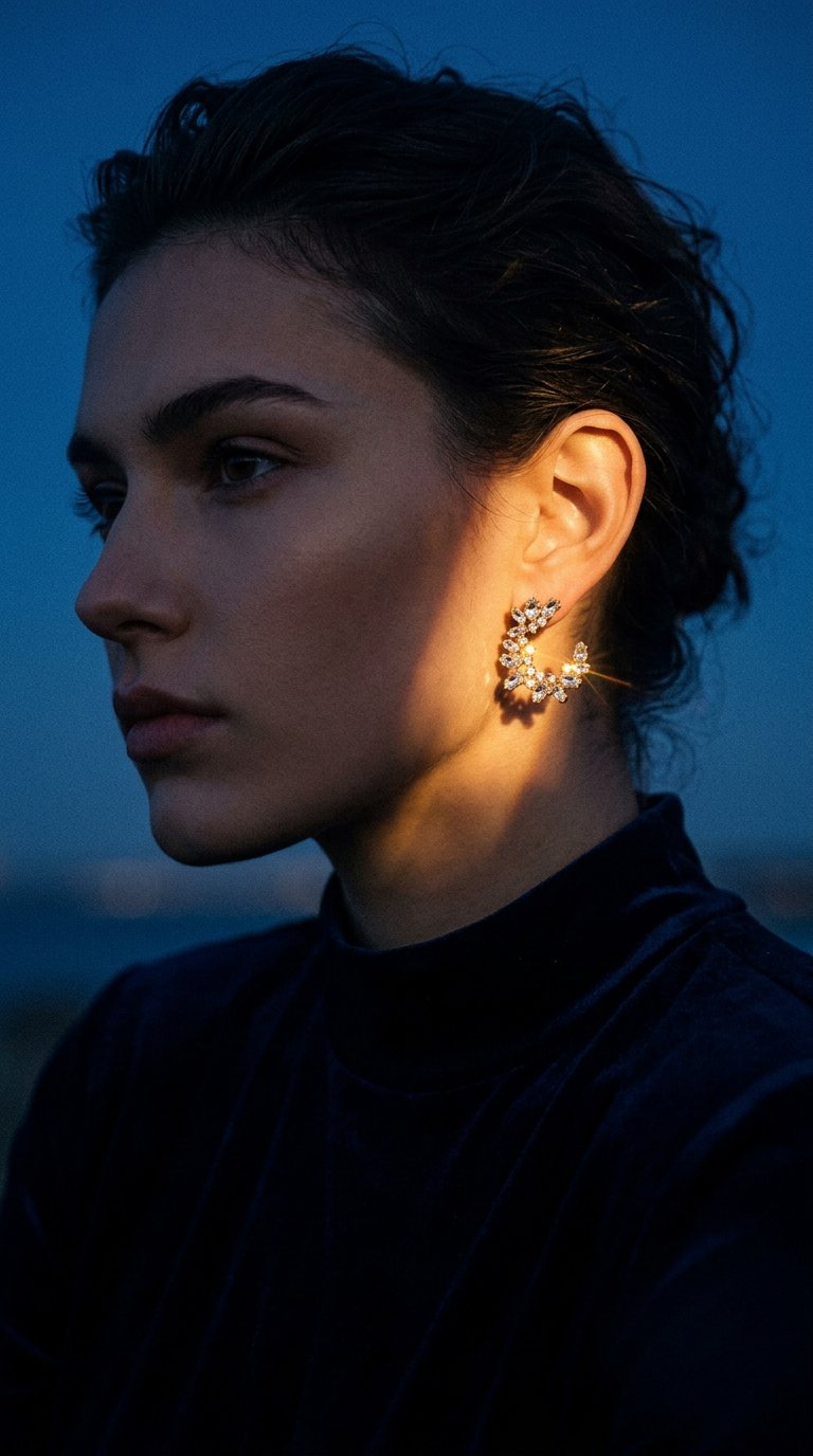 AI product shot of Lupe Crescent Studs