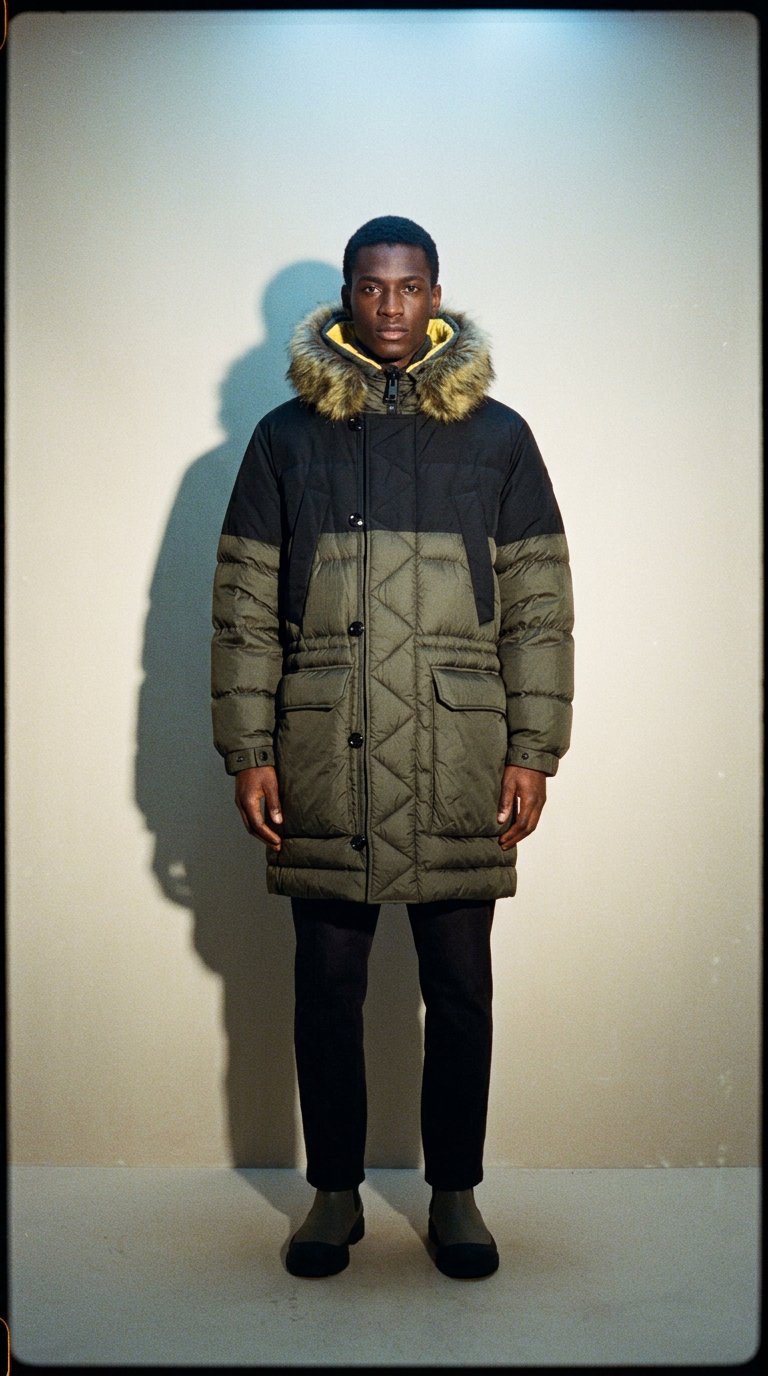 AI product shot of Moncler SABLETTES Down Padding Men's Dark Khaki