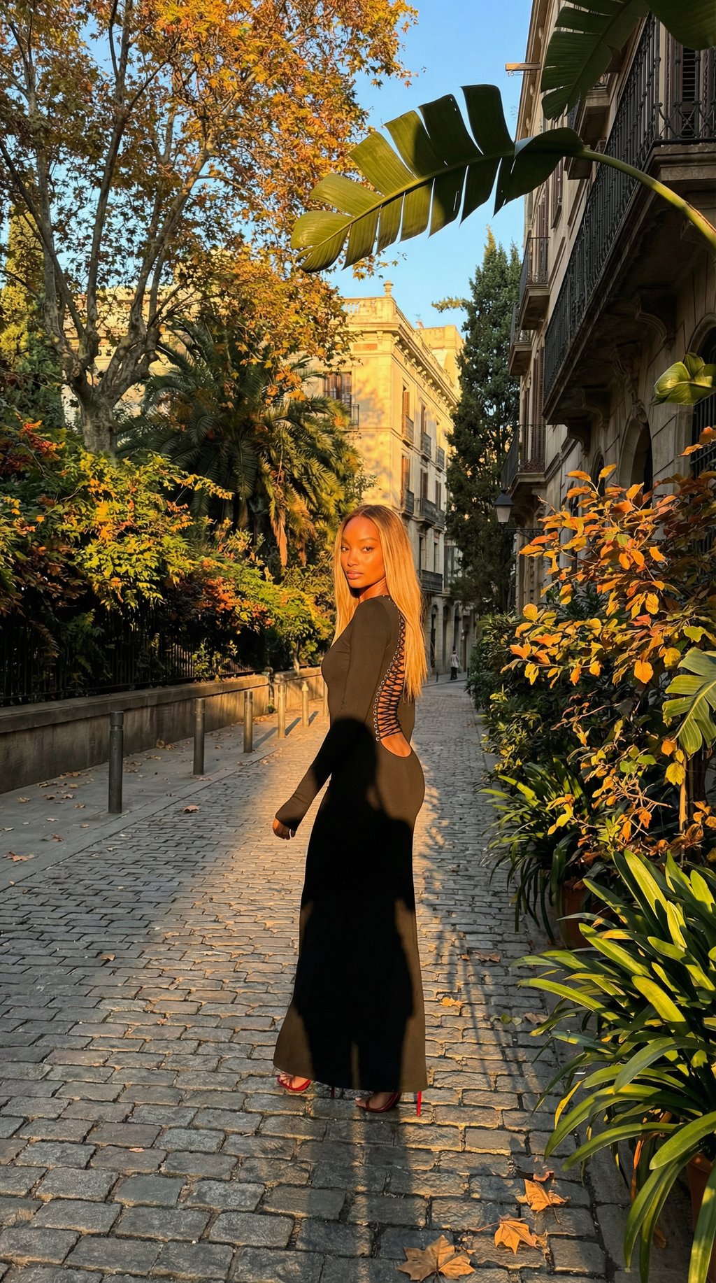 AI product shot of MISSGUIDED Punk Boat Neck Lace Up Back Long Sleeves Bodycon Maxi Dress