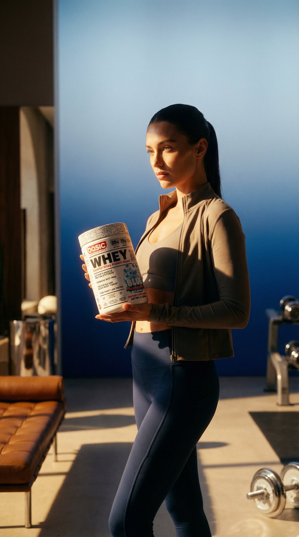 AI product shot of Blue Marshmallow Basic Whey
