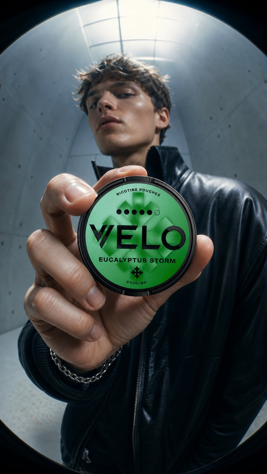 AI product shot of VELO Eucalyptus Storm