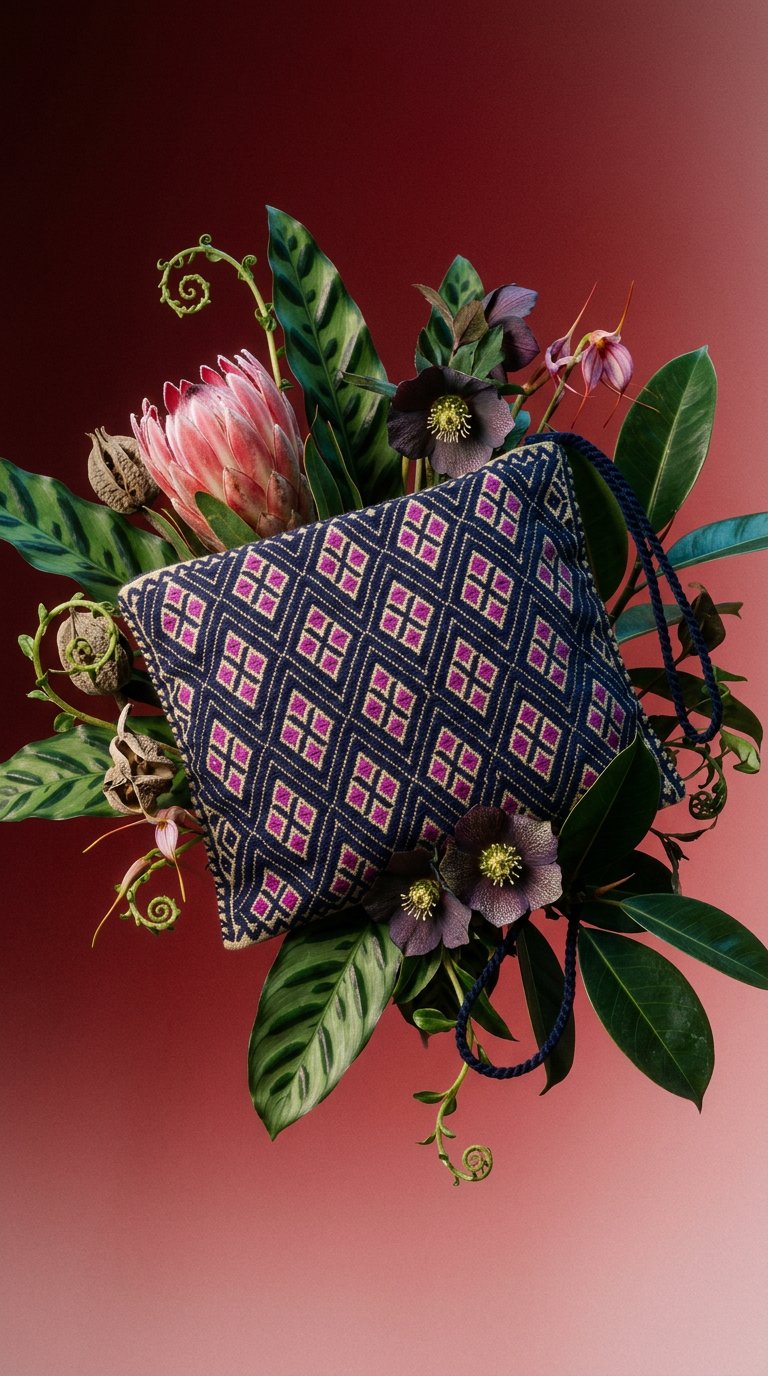 AI product shot of Mia Embroidered Wristlet Pouch