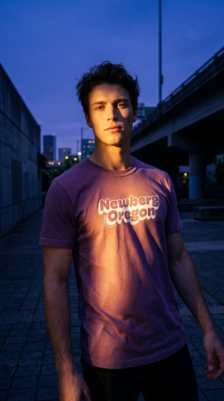 AI product shot of Retro Newberg Comfort Colors T-shirt