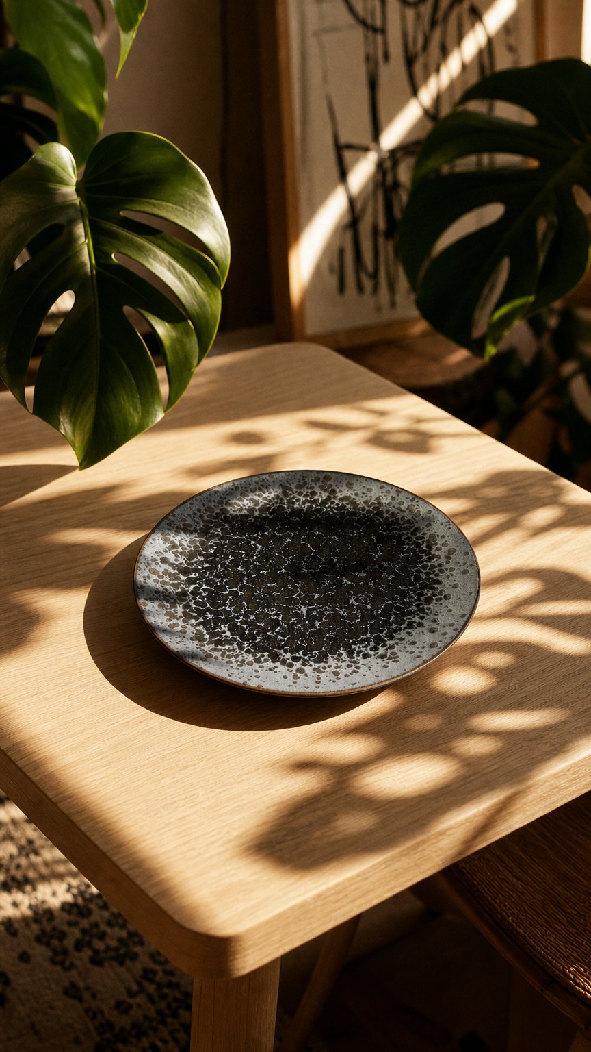 AI product shot of Black Pearl large plate 28cm