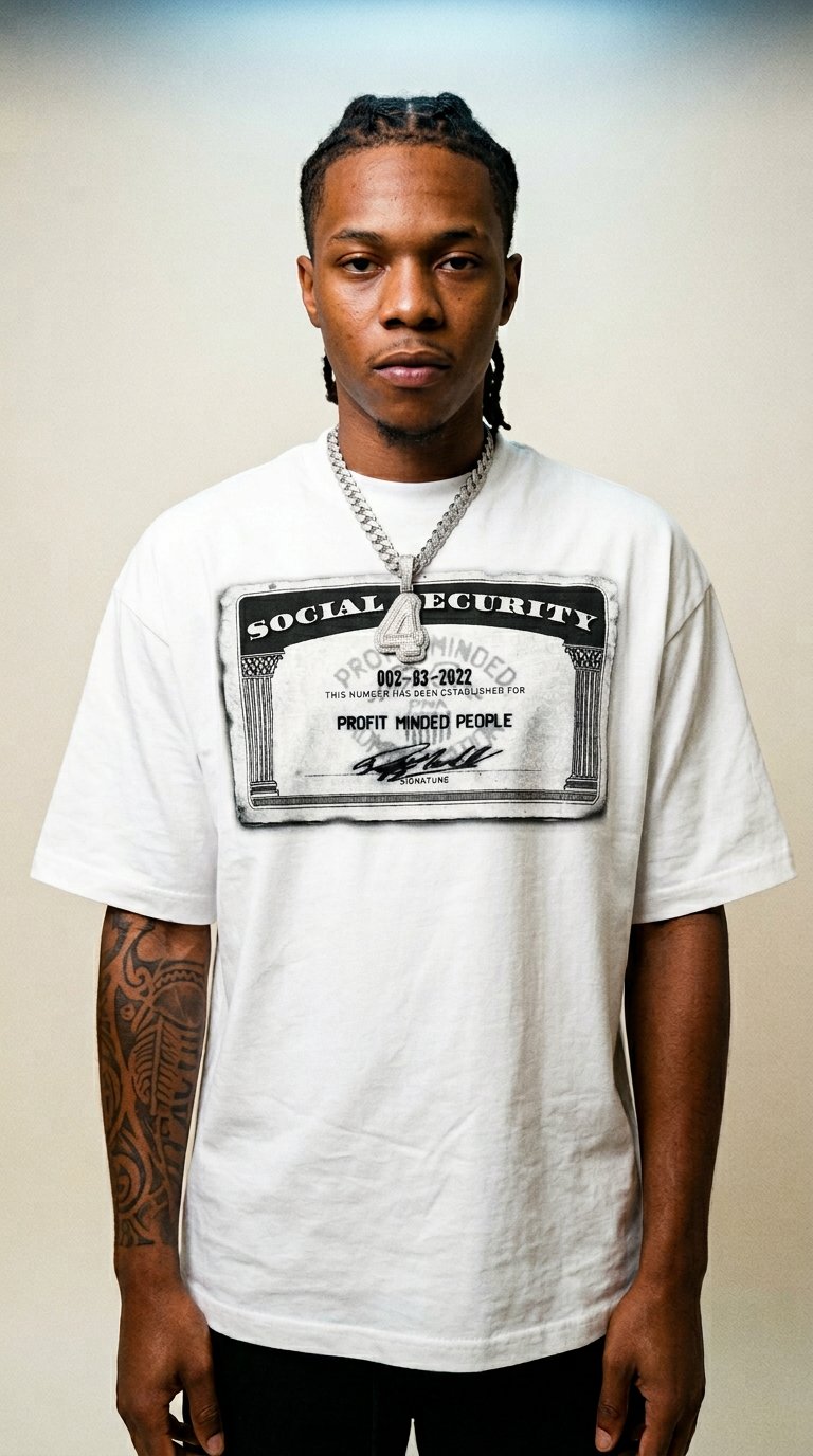 AI product shot of SSN TSHIRT