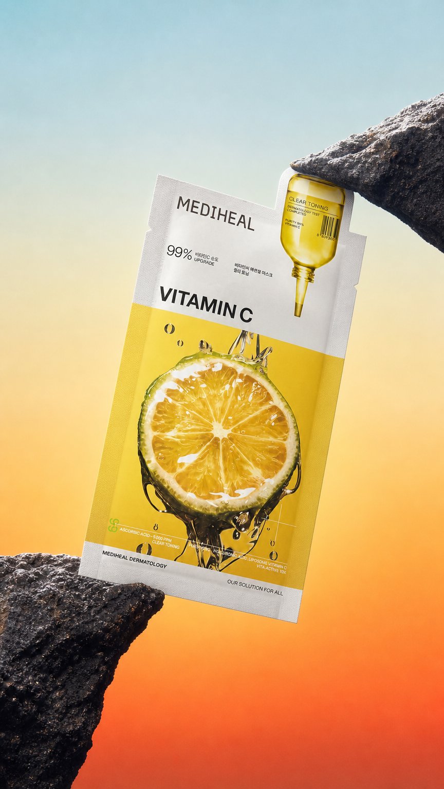 AI product shot of VITAMIN C ESSENTIAL MASK – CLEAR TONING
