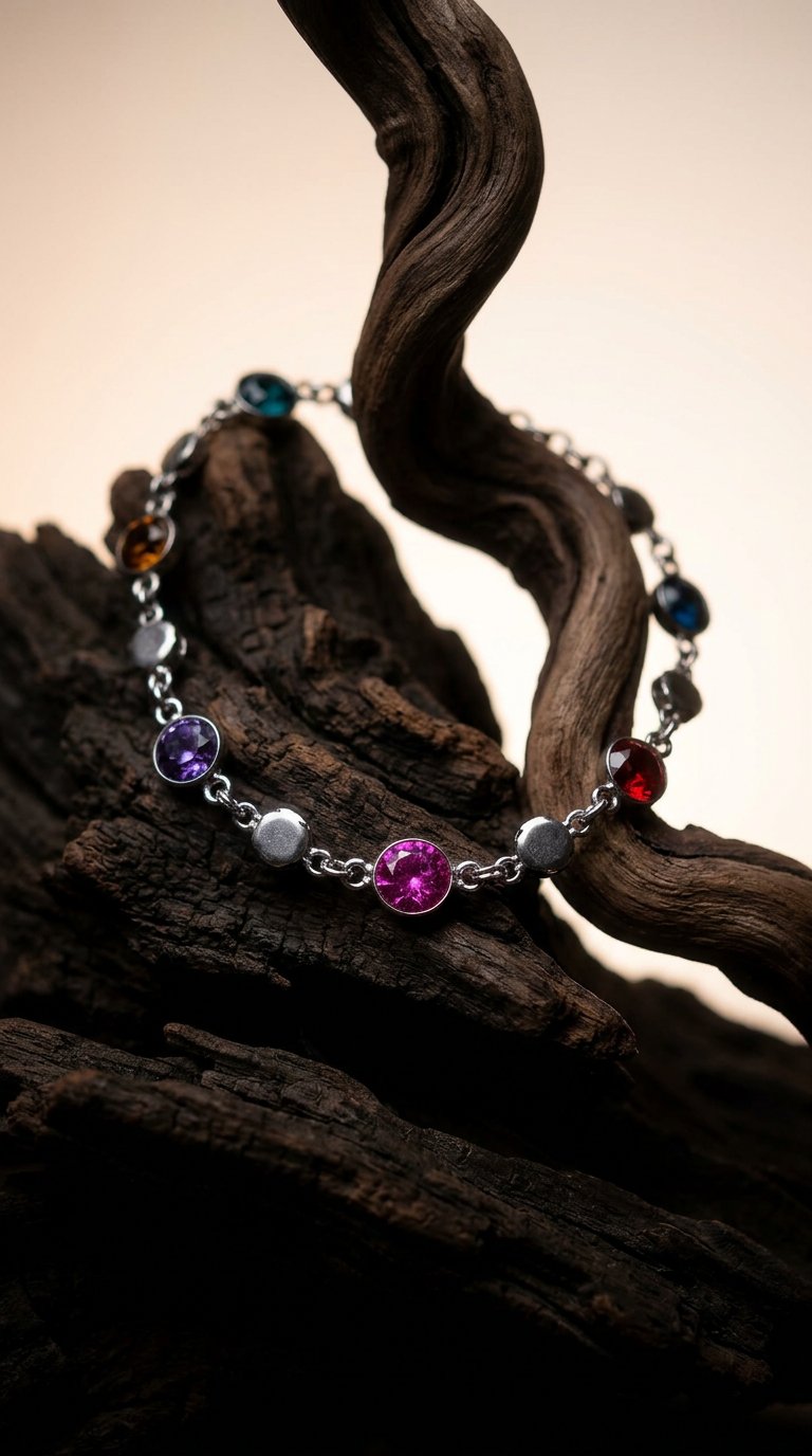 AI product shot of Aurora Multi-Stone Silver Bracelet