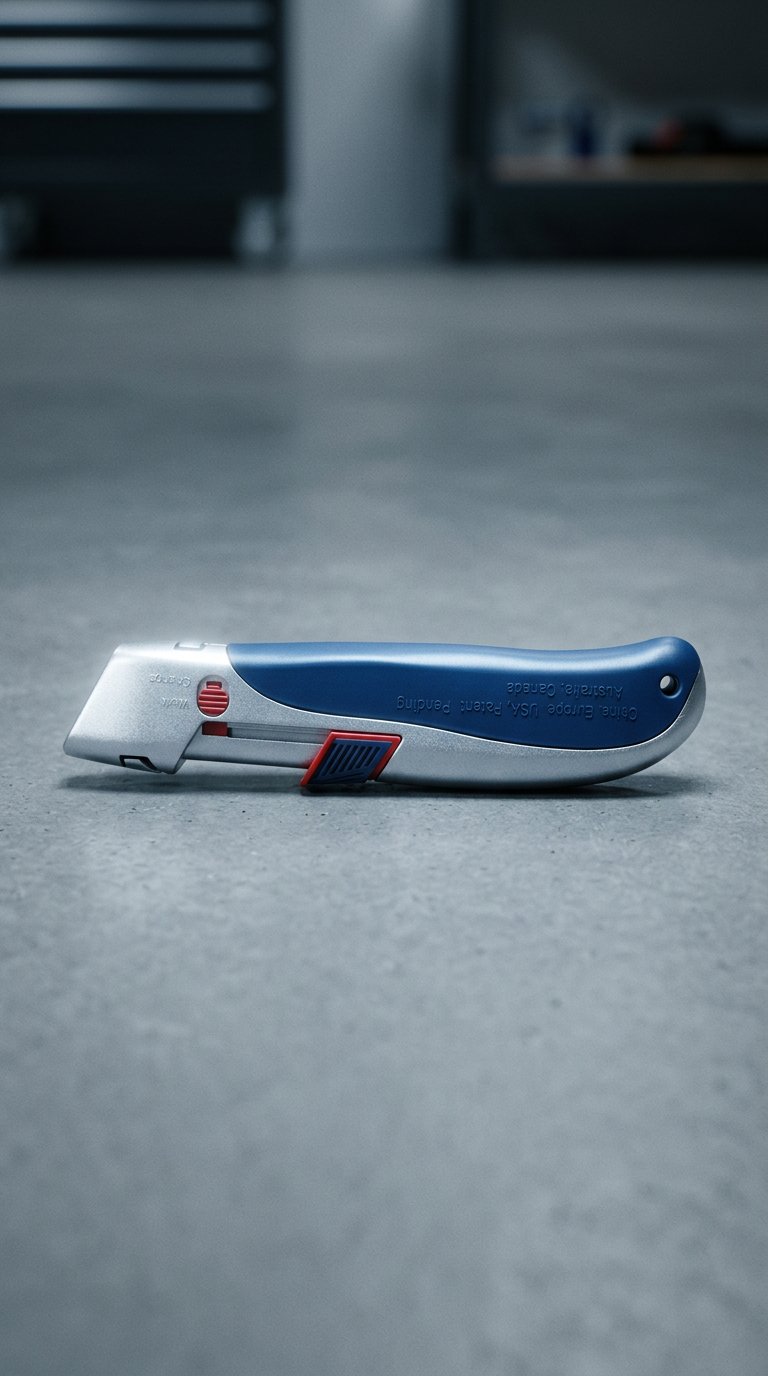 AI product shot of Nůž s keramickou čepelí a bezpečnostní pojistkou