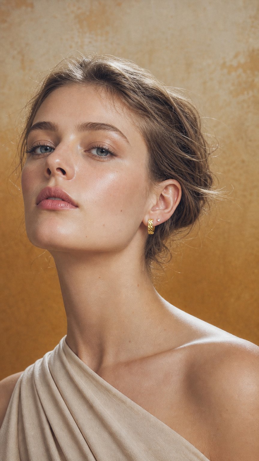 AI product shot of 8 kt guld creoler med spejl-mønster