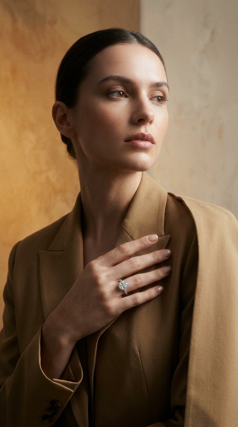 AI product shot of Teardrop Solitaire Ring