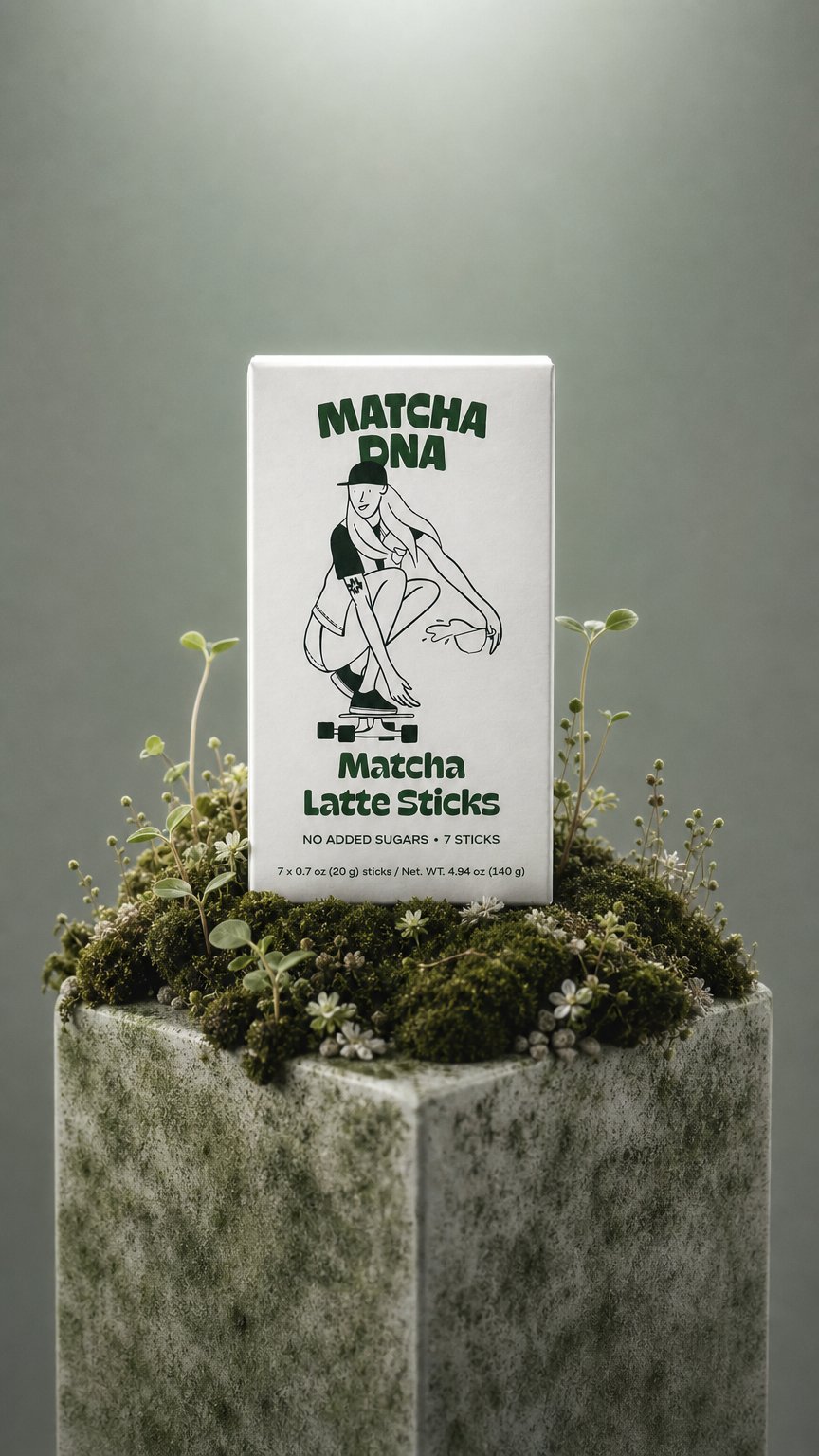 AI product shot of The Milky Matcha Latte Sticks