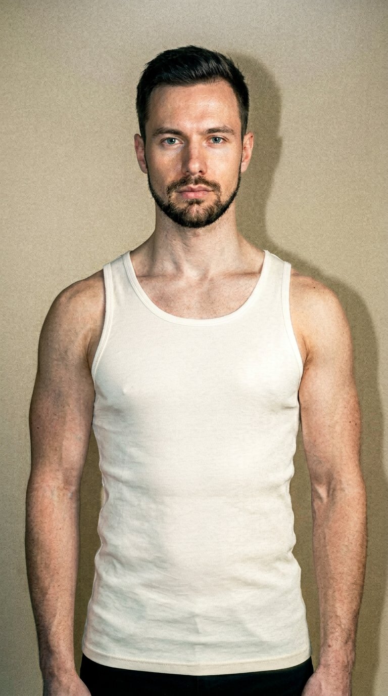 AI product shot of Canotta in Filo di Scozia Scollo Tondo