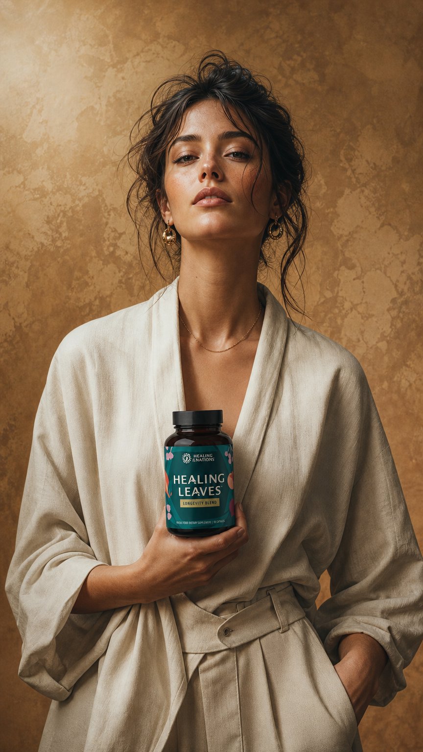 AI product shot of Healing Leaves: Longevity Blend Capsules- 90ct