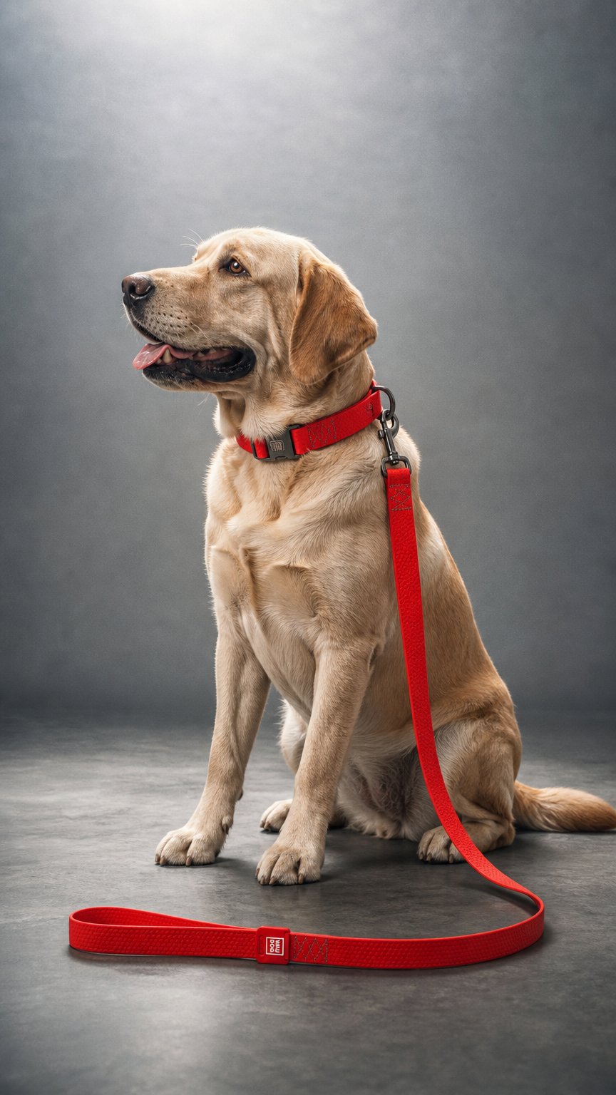 AI product shot of WAUDOG Waterproof Dog Leash - Red