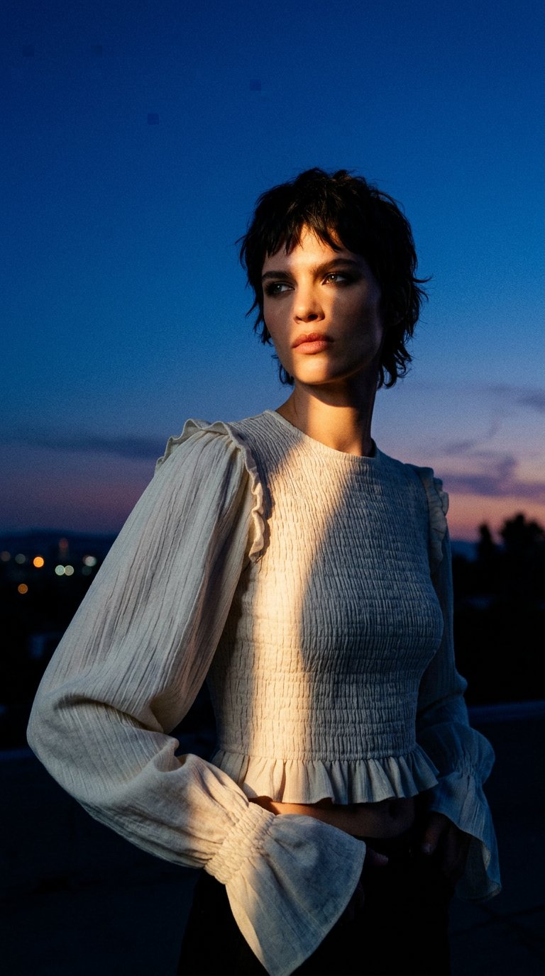 AI product shot of Tori Shirred Top | Pepper