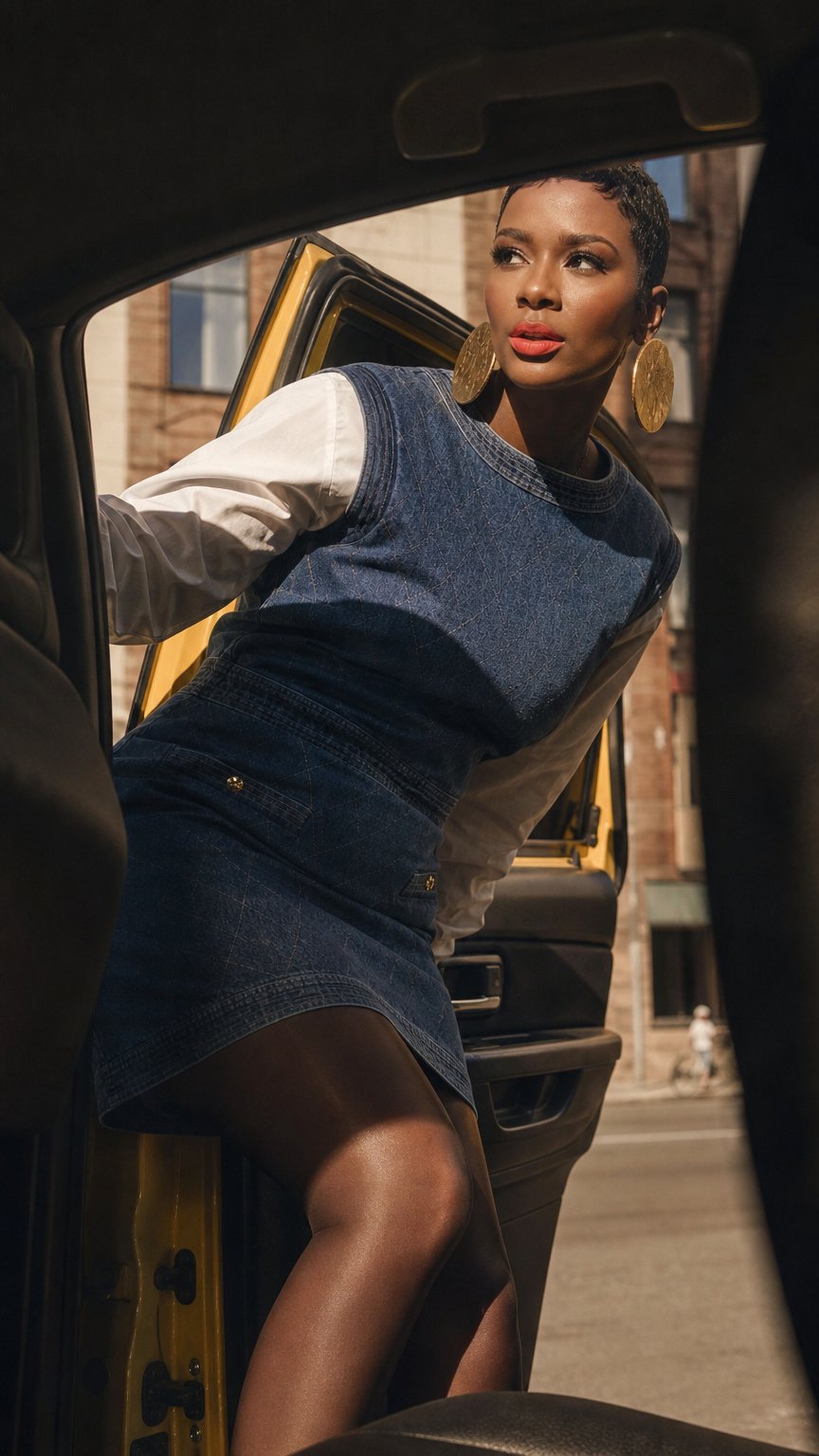 AI product shot of “In a Stitch” Denim Dress
