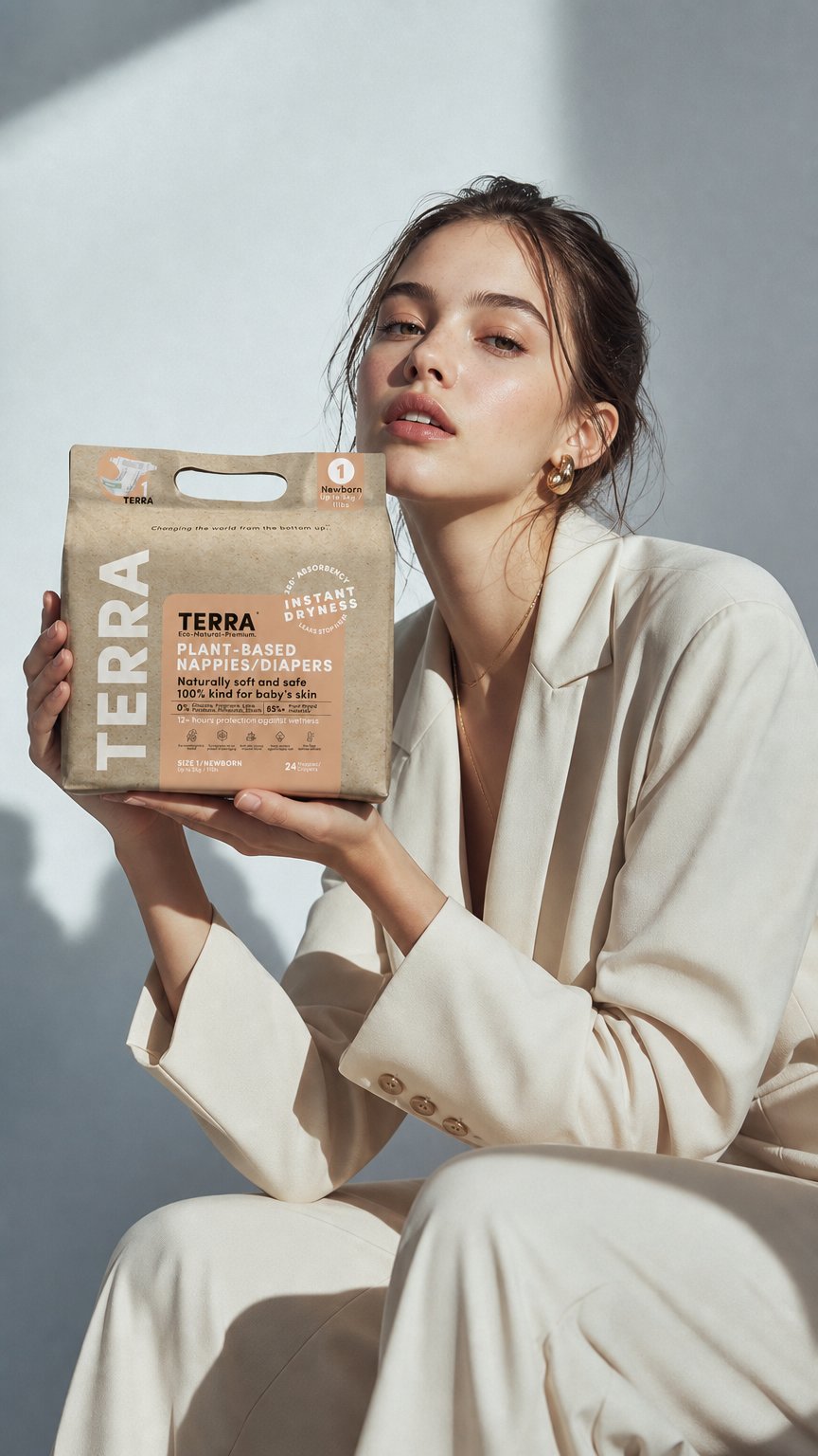 AI product shot of TERRA Plant Based Diapers