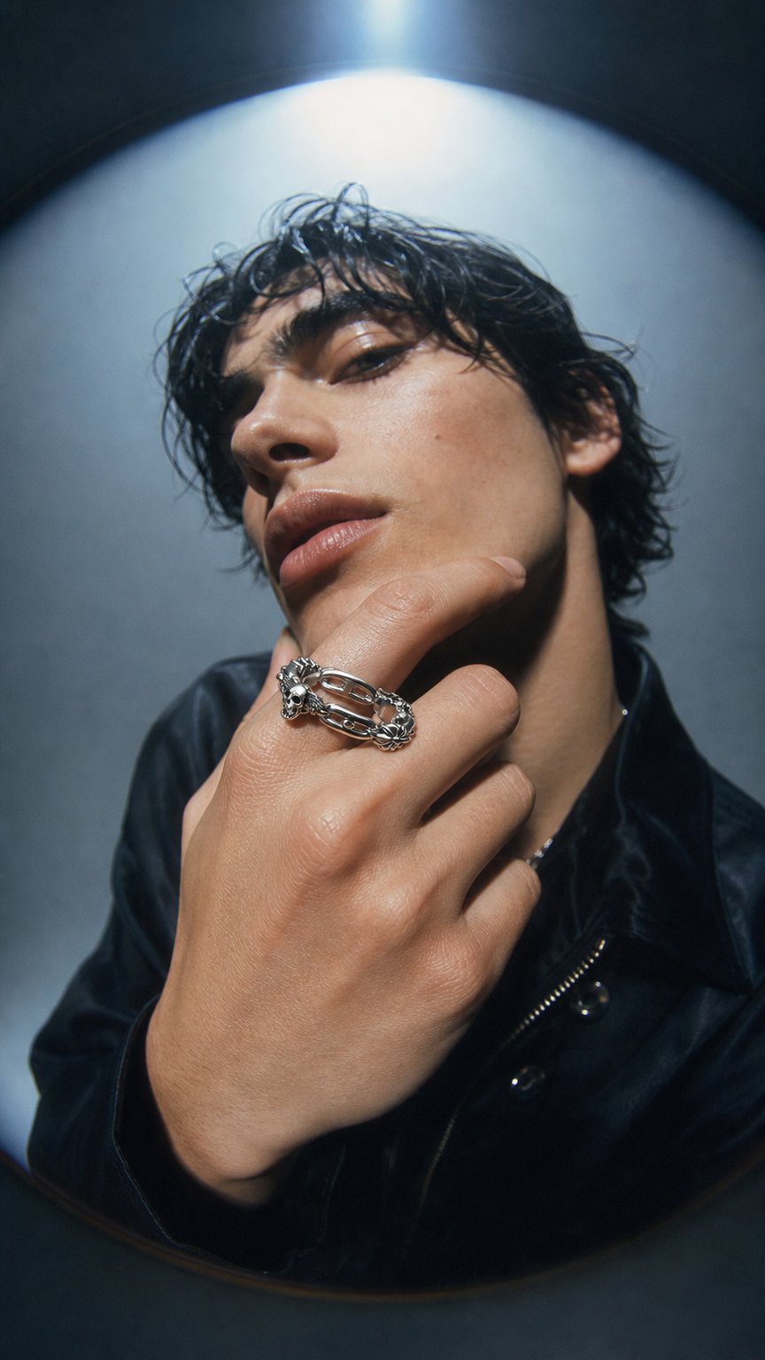 AI product shot of SKULL LINK RING