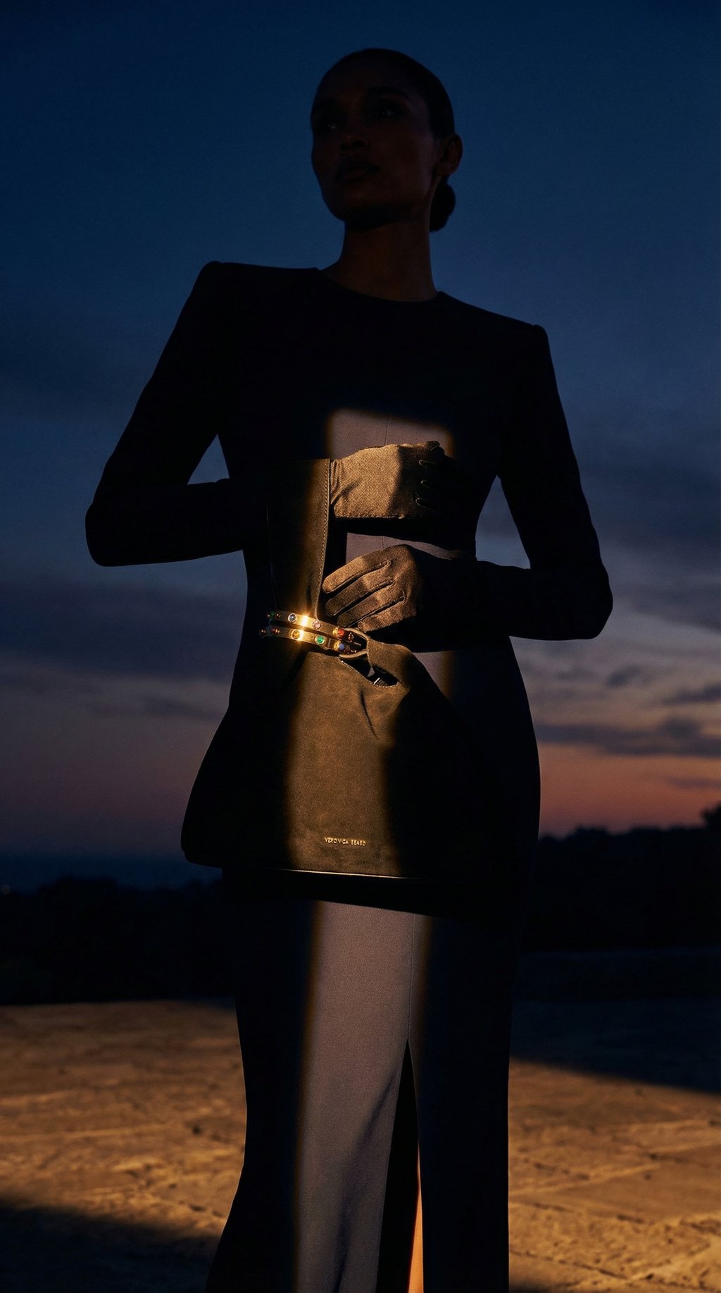 AI product shot of Veronica Beard Swing Clutch
