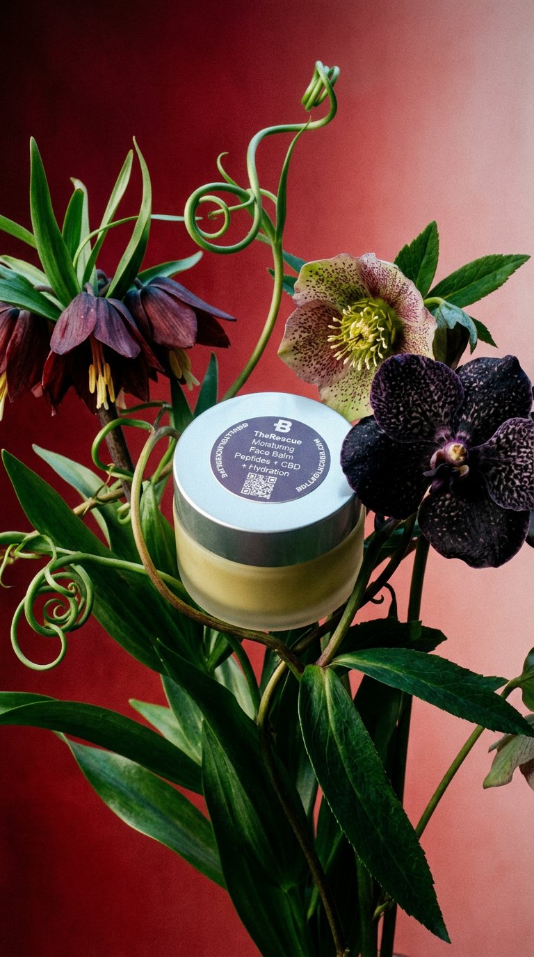 AI product shot of TheRescue | Hydrating Face Balm – Soothing & Restorative Skincare