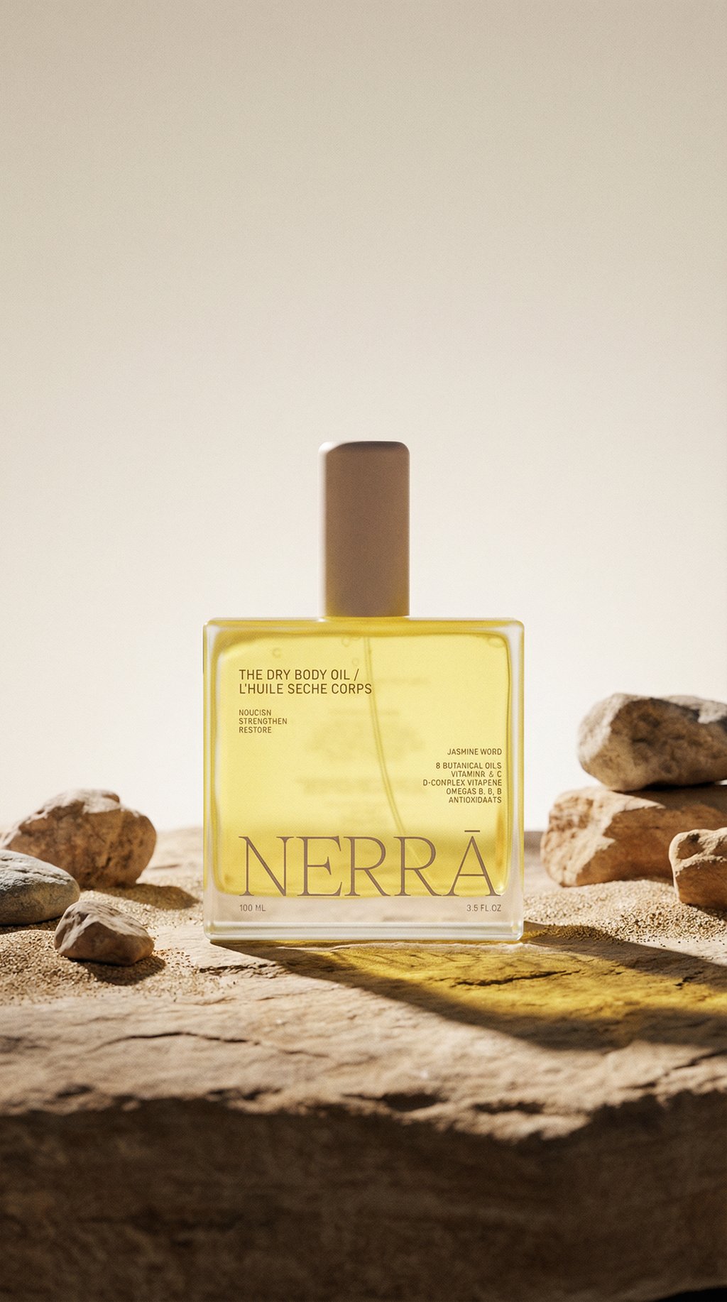 AI product shot of Dry Body Oil