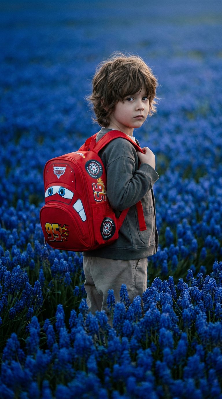 AI product shot of New Style Cartoon Boys Car Kids Backpack Bag Kindergarten Kids Safety Backpack Primary School Students 3-6 Years Old