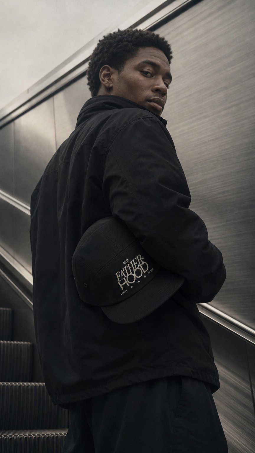 AI product shot of The Legacy Cap - Midnight Black