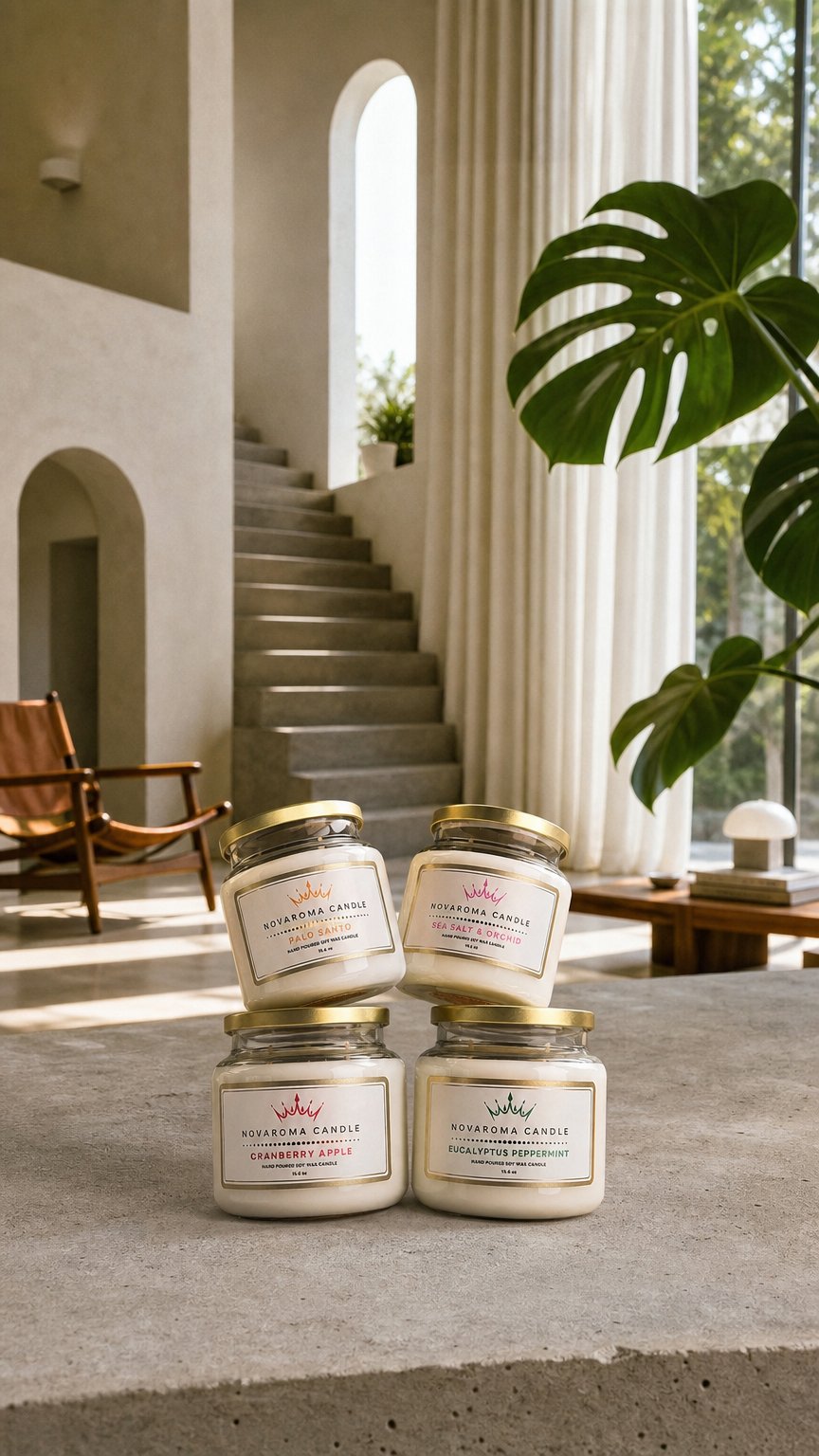 AI product shot of Novaroma Candle