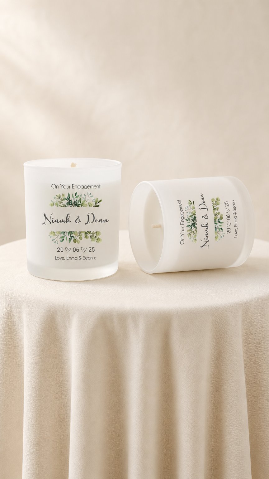 AI product shot of Personalised Candle - Engagement Eucaluptus