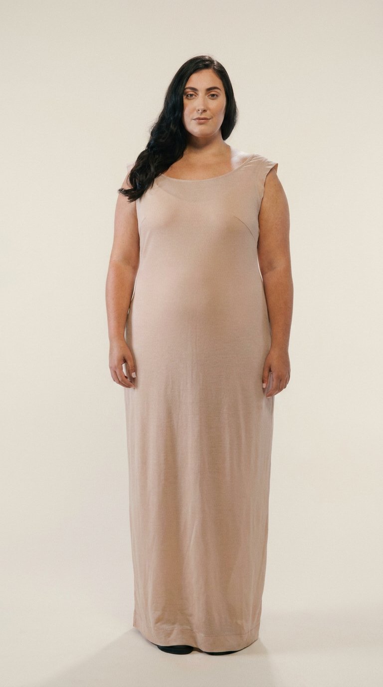 AI product shot of The Scoop Neck Column Dress, in Blush