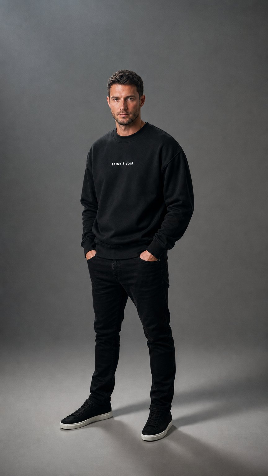 AI product shot of The Essential Sweatshirt – Black