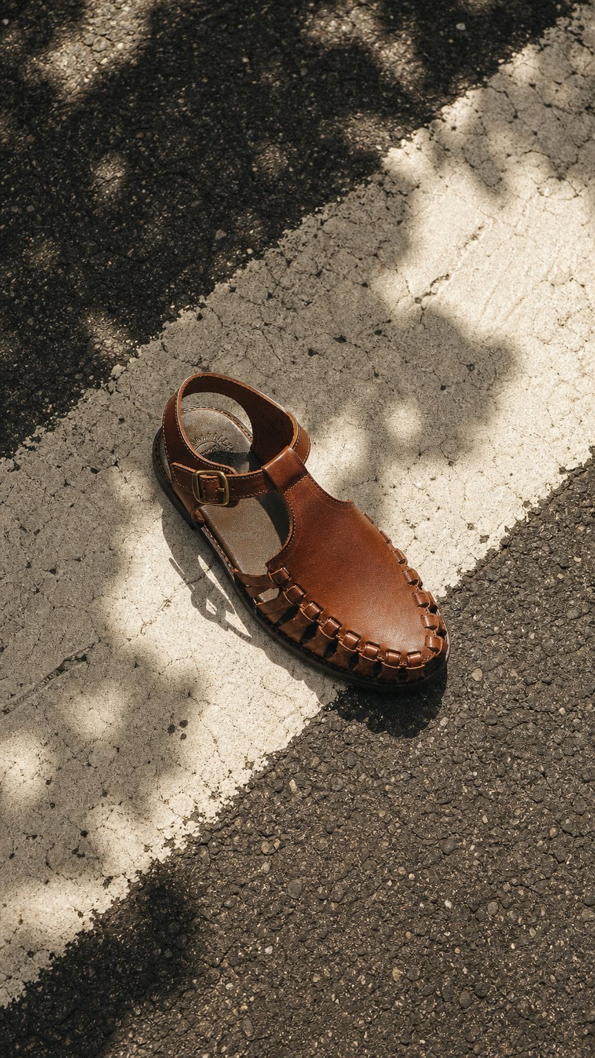 AI product shot of LUNA WOMENS BROWN LEATHER SANDAL